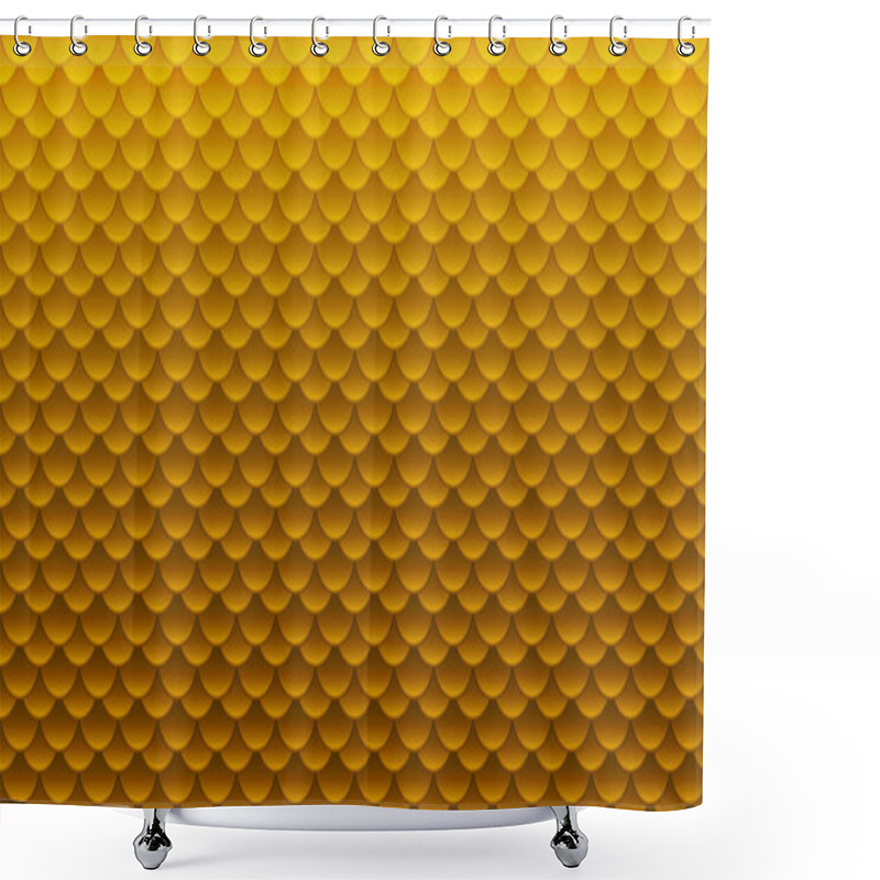 Personality  Gold Squama. Seamless Pattern With Golden Cells. Vector Shower Curtains