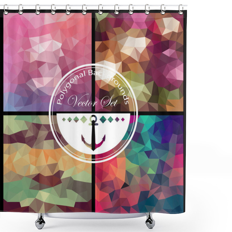 Personality  Set Of Polygonal Backgrounds Shower Curtains