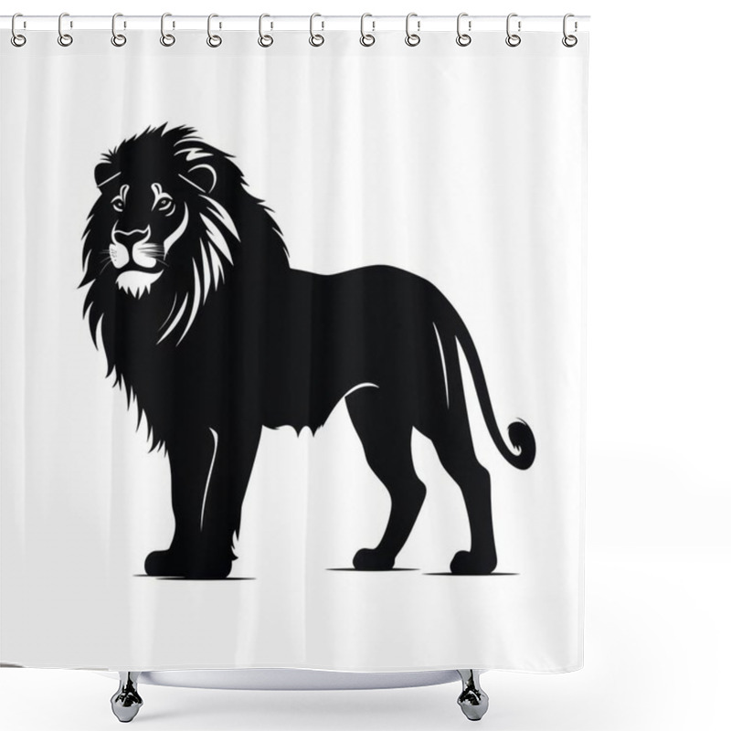 Personality  Majestic Black Silhouette Of A Lion, Symbolizing Strength And Courage. Shower Curtains