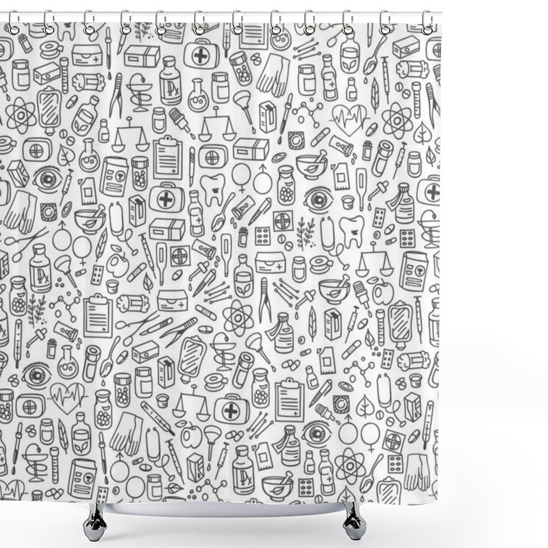 Personality  Health Care Doodle Icons Background Shower Curtains