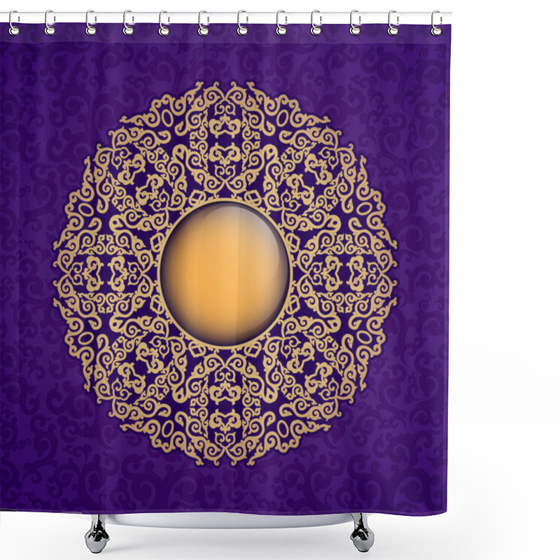 Personality  Oriental, Folk Ornament. Purple Background. Shower Curtains