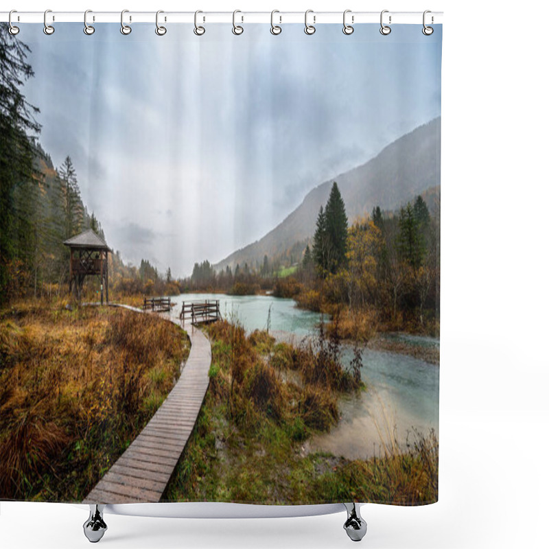 Personality  Clear Waters Of A Small Lake On A Rainy Autumn Day In Zelenci Nature Reserve, Slovenia Shower Curtains