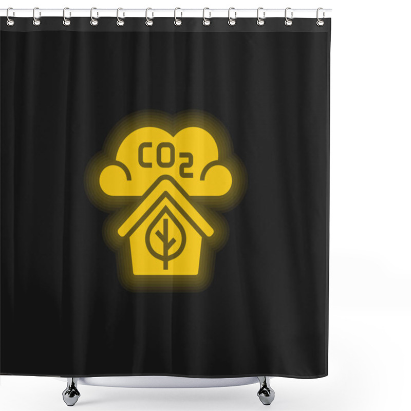 Personality  Air Quality Yellow Glowing Neon Icon Shower Curtains