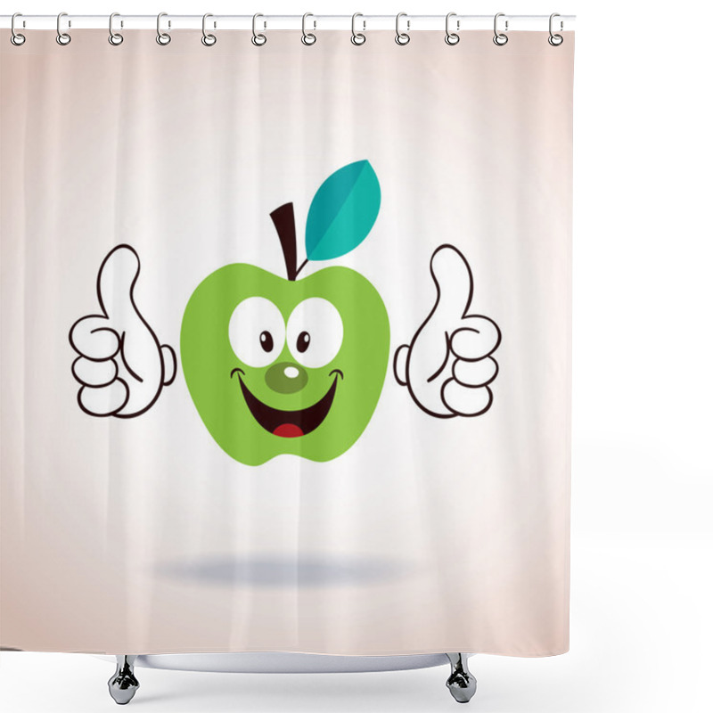 Personality  Apple Mascot Cartoon Character Shower Curtains