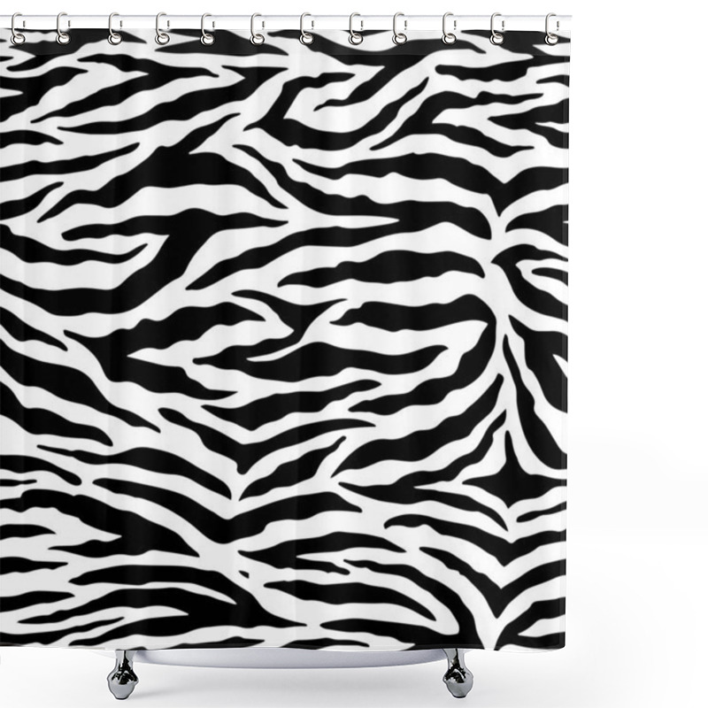 Personality  Full Seamless Wallpaper For Zebra And Tiger Stripes Animal Skin Pattern. Black And White Design For Textile Fabric Printing. Fashionable And Home Design Fit. Shower Curtains