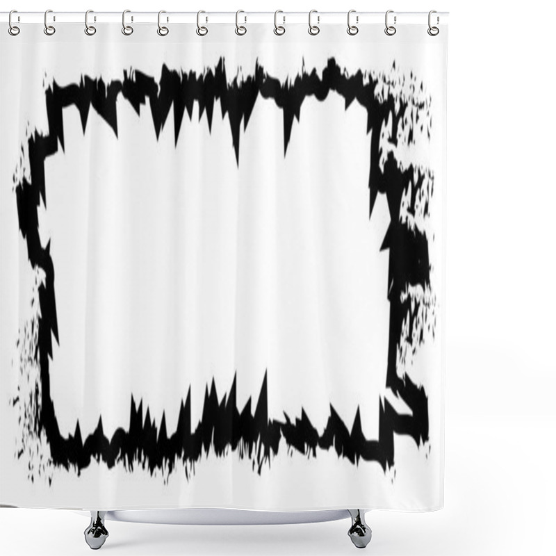 Personality  Grunge Texture Frame, Stain Ink For Halloween Frame, Hand Drawn Paint, Artistic Shower Curtains