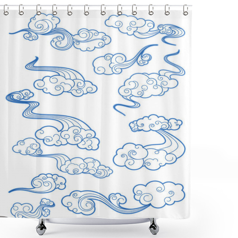 Personality  Sky Clouds In Retro Style Shower Curtains