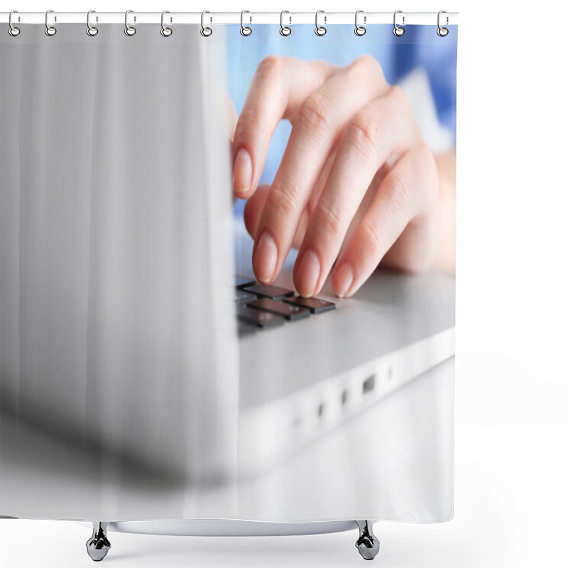 Personality  Female Hand Typing On Keyboard Shower Curtains