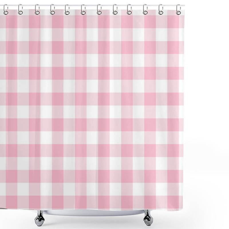 Personality  Cute Trendy And Fashionable Pink Simple Gingham Checkered Pattern Background Template Design Element Shower Curtains