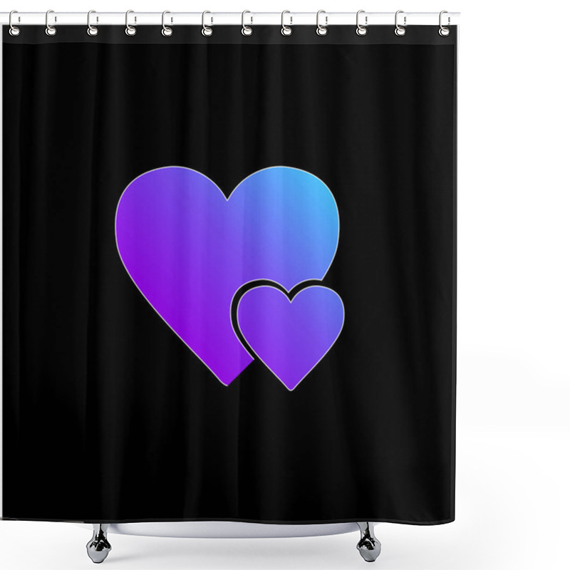 Personality  Big Heart And Little Heart Blue Gradient Vector Icon Shower Curtains