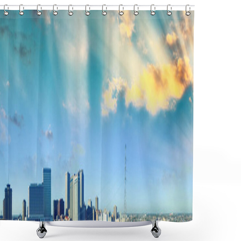 Personality  Sunset Sky Over New Orleans. Aerial View Of City And River. Shower Curtains