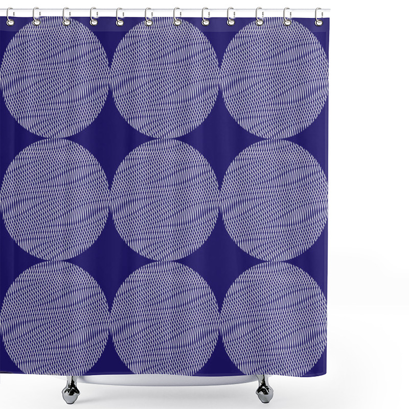 Personality  Geometric Seamless Pattern With Repeated Stabilize Textured Circles. Shower Curtains