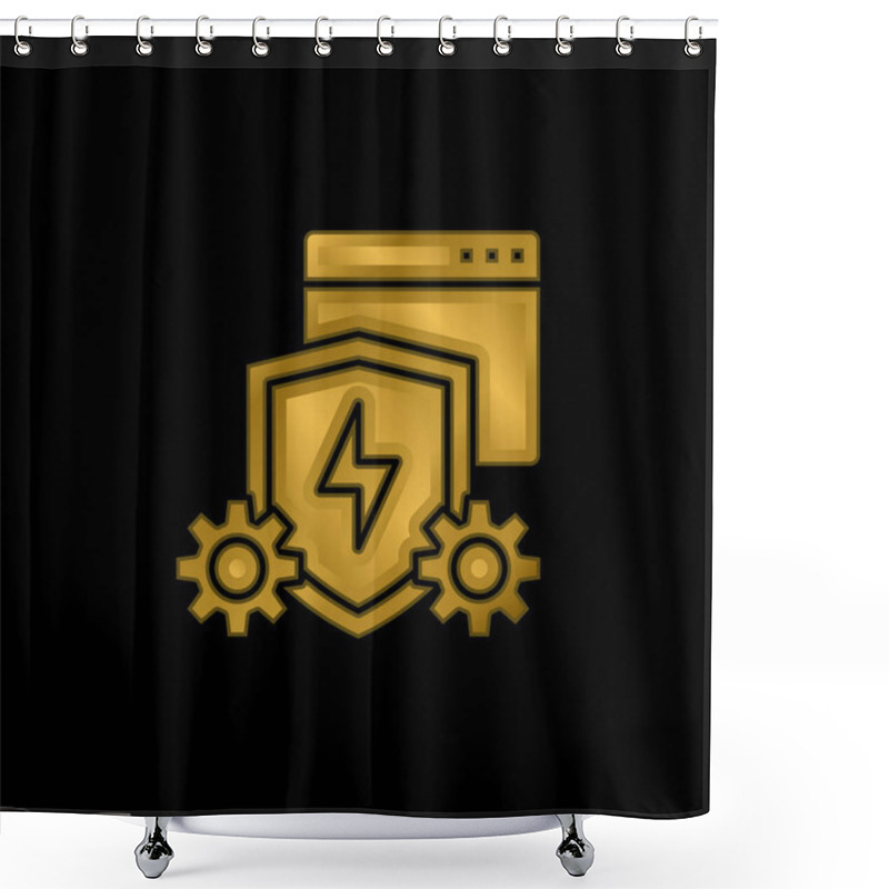 Personality  Anti Virus Software Gold Plated Metalic Icon Or Logo Vector Shower Curtains