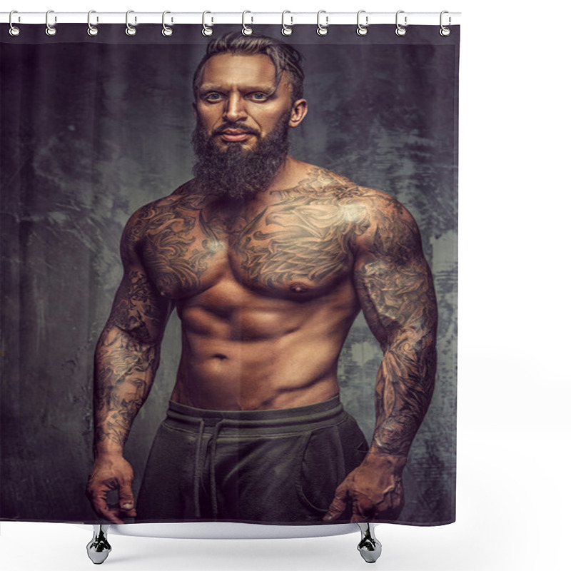 Personality  Naked Man With Tattooed Body Shower Curtains