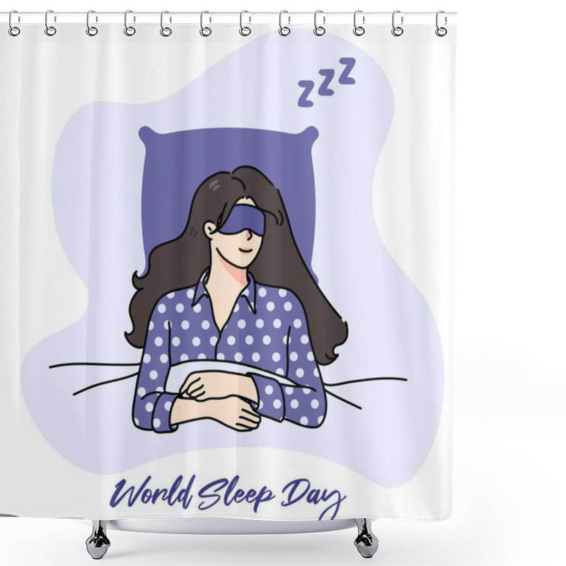 Personality  World Sleep Day Vector. World Sleep Day With Night Situation Background. Shower Curtains