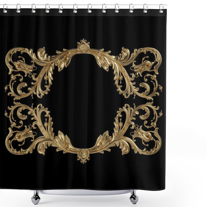 Personality  Gold Frame. Isolated Over Black Background Shower Curtains