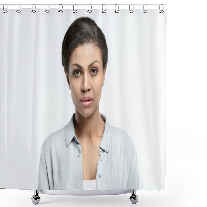 Personality  Young African American Woman Posing Shower Curtains