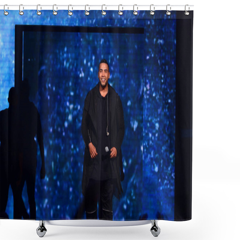 Personality  Daddy Yankee And Don Omar In Concert At The Amway Center In Orlando Florida On August 7, 2016.   Shower Curtains