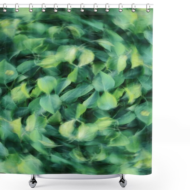 Personality  Vibrant Green Leaves In Motion Create An Abstract, Dreamy Effect. Shower Curtains