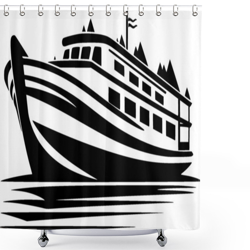 Personality  Boat - Minimalist And Flat Logo - Vector Illustration Shower Curtains