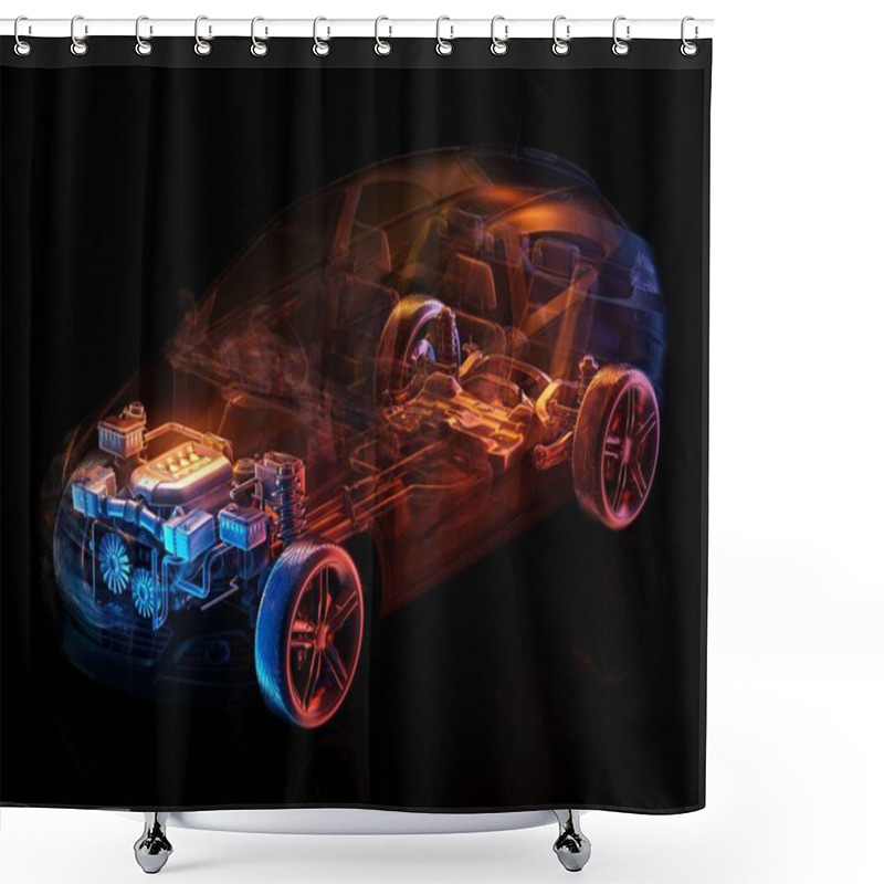 Personality  Model Cars On The Background Of The Drawing.,3d Render Shower Curtains