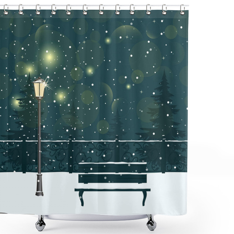 Personality  Winter Night  Park Shower Curtains