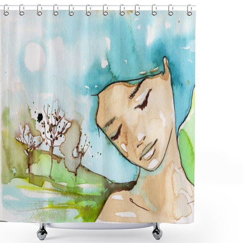 Personality  Beautiful Woman Shower Curtains