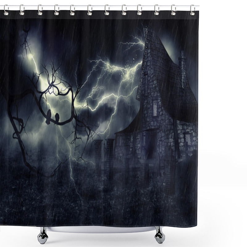 Personality  Haunted House Background Shower Curtains