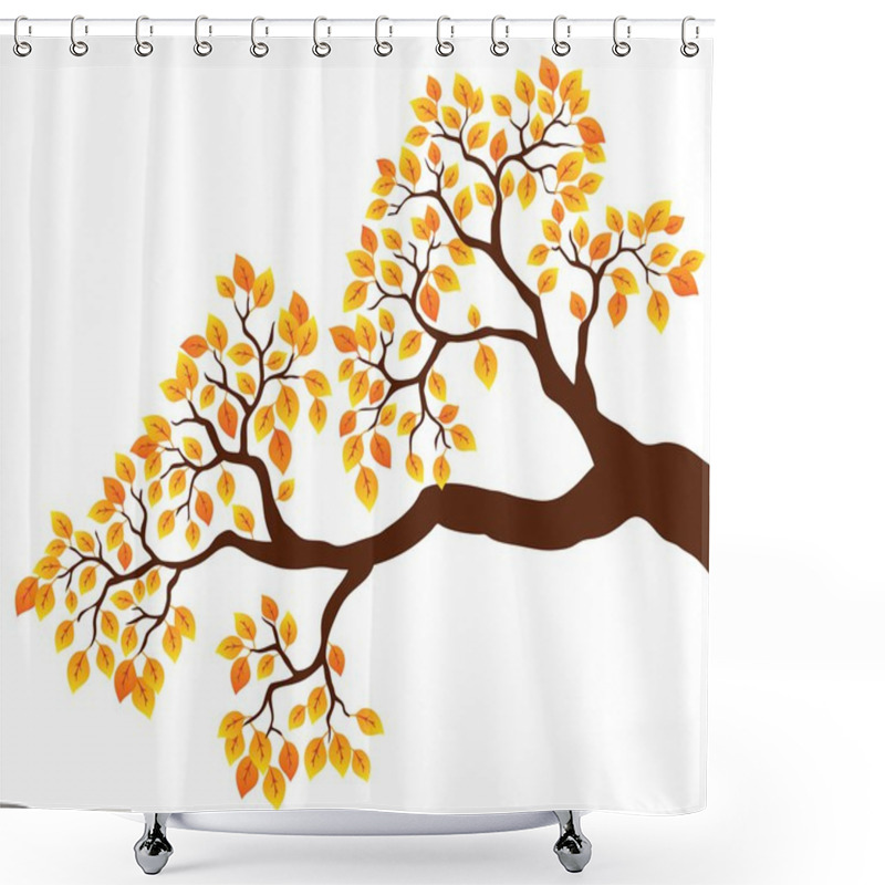 Personality  Tree Branch With Orange Leaves 1 Shower Curtains