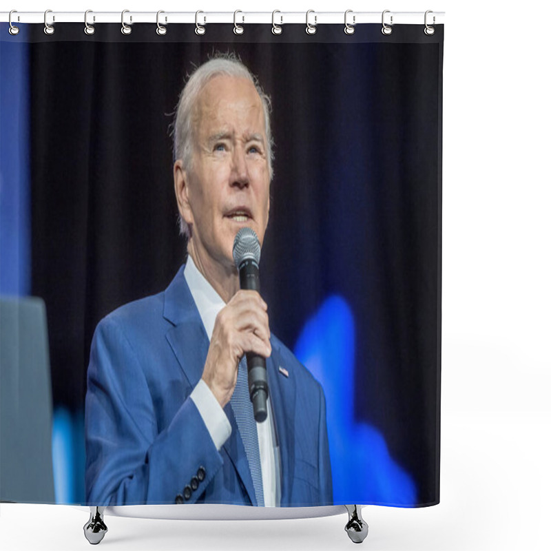 Personality  President Biden Delivers Remarks On The Debt Ceiling. May 10, 2023, Valhalla, New York, USA: U.S. President Joe Biden Speaks On The Debt Limit During An Event At SUNY Westchester Community College On May 10, 2023 In Valhalla, New York, USA.  Shower Curtains