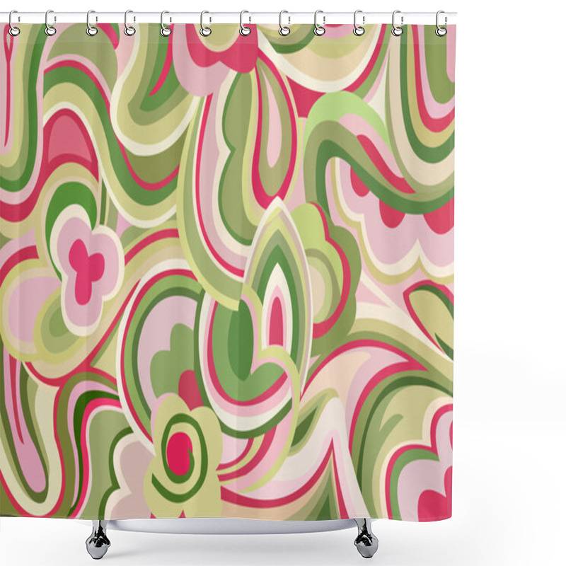 Personality  Retro Swirls And Curves Shower Curtains