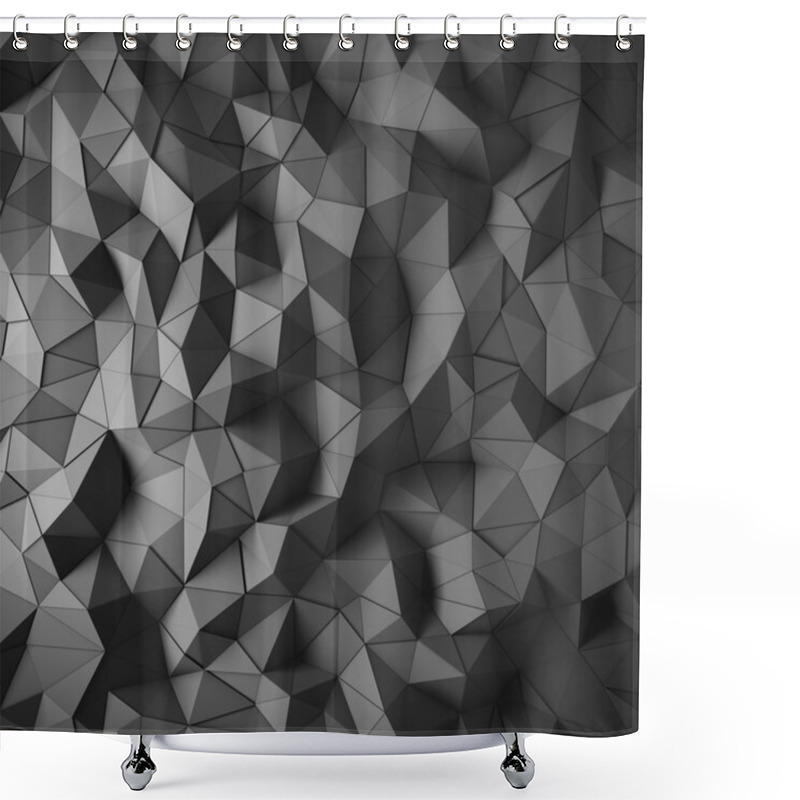 Personality  Abstract Black 3D Geometric Polygon Facet Background Shower Curtains