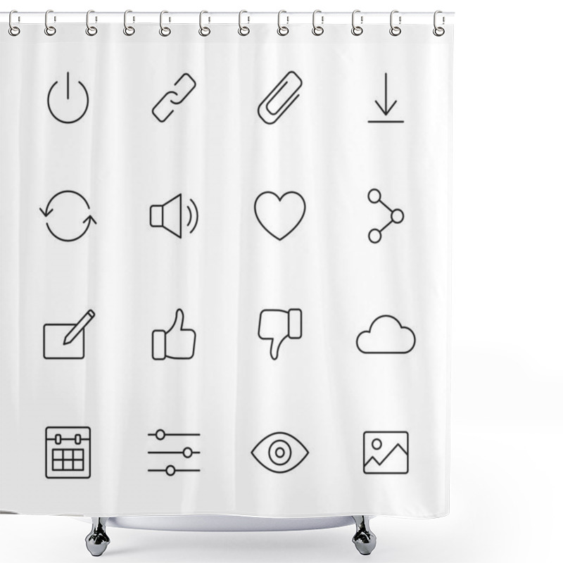 Personality  Basic Interface Icons Shower Curtains