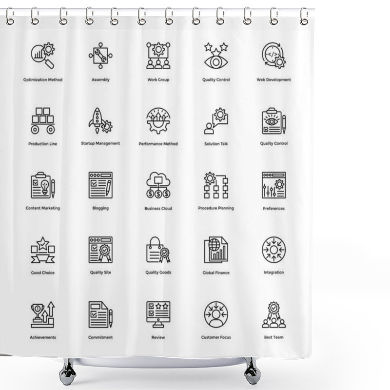 Personality  Project Management Vector Icons Set 23 Shower Curtains