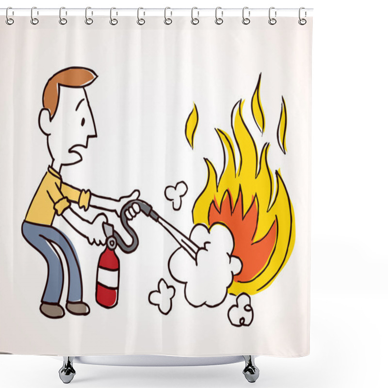 Personality  Man Putting Out Fire Shower Curtains