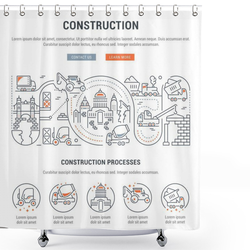 Personality  Line Illustration Of Construction. Concept For Web Banners And Printed Materials. Template With Buttons For Website Banner And Landing Page. Shower Curtains