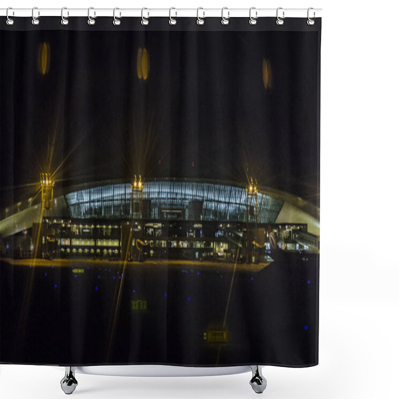 Personality  Montevideo Airport Exterior Facade Shower Curtains