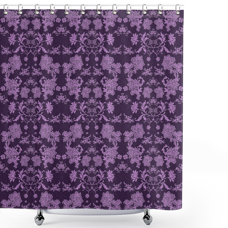 Personality  Seamless Purple Floral Damask Brocade Shower Curtains