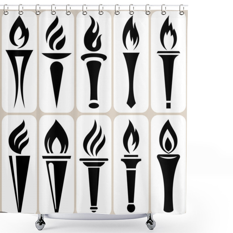 Personality  Torch Icons Set Shower Curtains