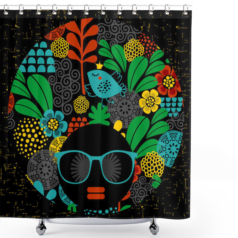 Personality  Black Head Woman With Strange Haircut. Shower Curtains