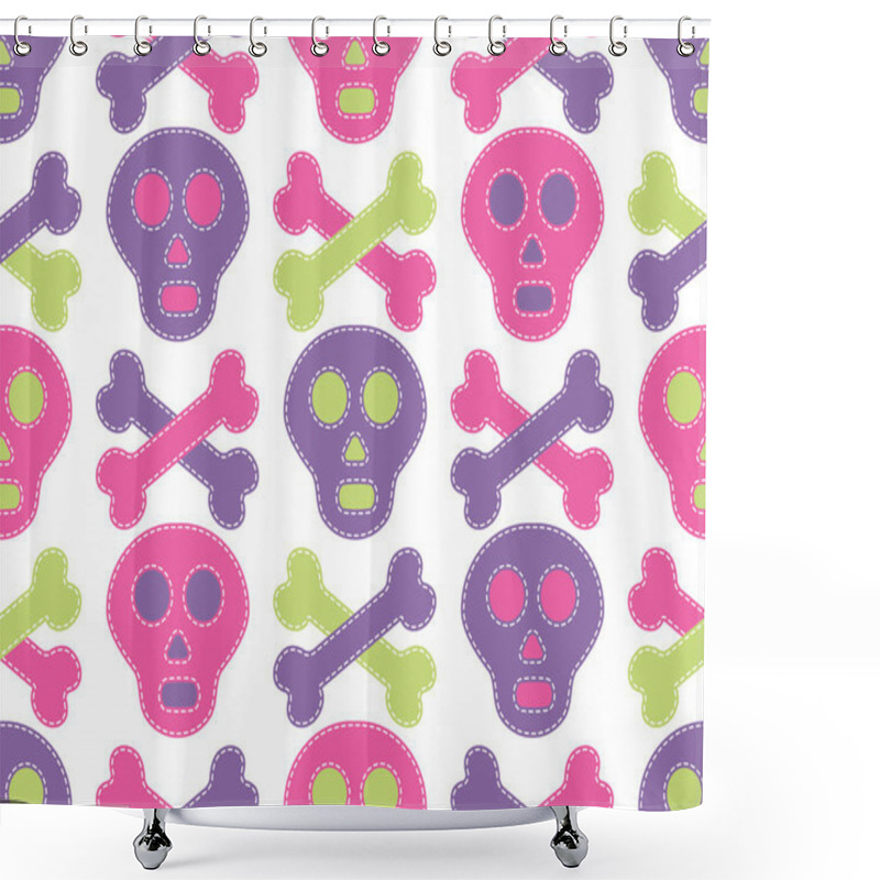 Personality  Halloween Seamless Pattern With Spooky Skulls And Crossbones Shower Curtains