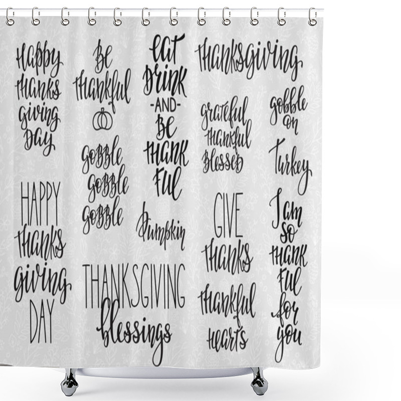 Personality  Thanksgiving Lettering Typography Set Shower Curtains