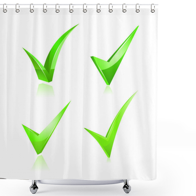 Personality  Vector Set Of Green Checkmark Shower Curtains