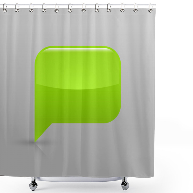 Personality  Green Glossy Blank Speech Bubble Icon Web Button Shower Curtains