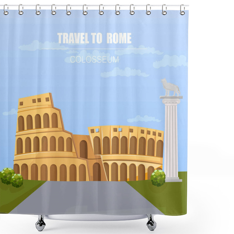 Personality  Italy Landmark Attractions. Colosseum Vector Architecture Backgrounds Shower Curtains