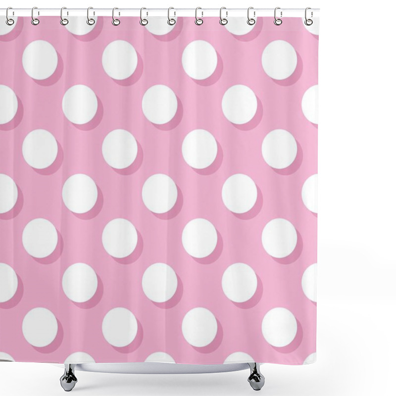 Personality  Tile Vector Pattern With Big White Polka Dots On Pink Background For Decoration Wallpaper Shower Curtains