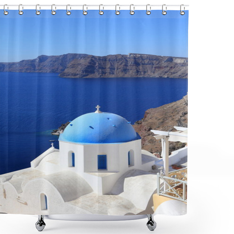 Personality  Beautiful White-blue Santorini Shower Curtains