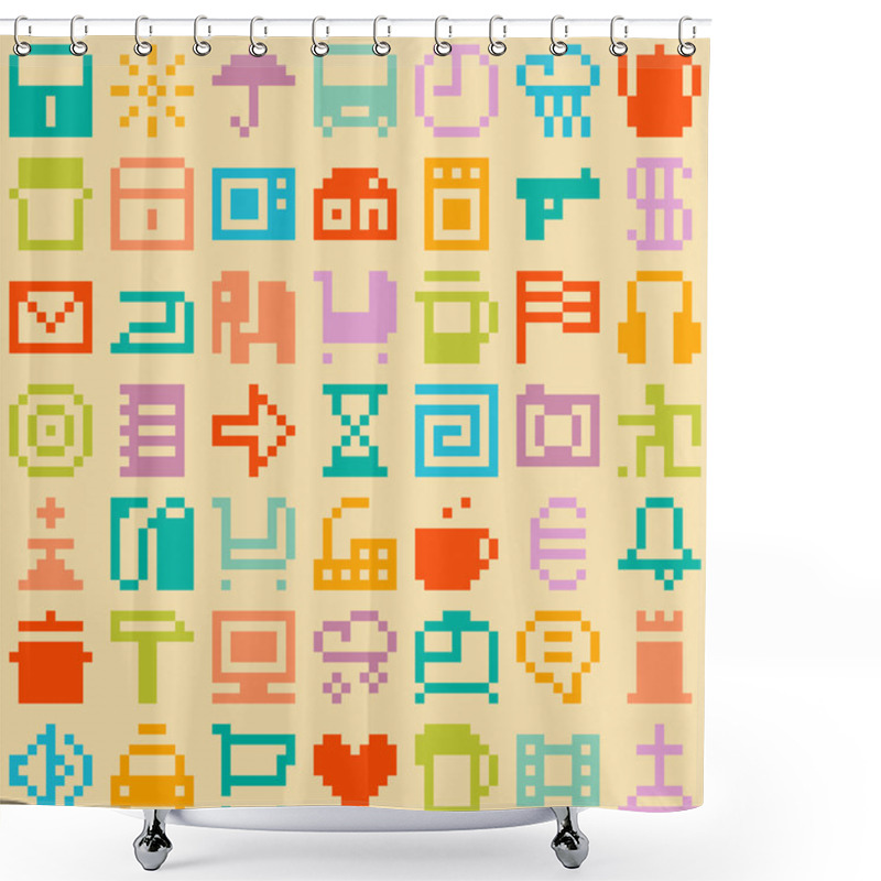 Personality  Pixel Seamless Pattern Shower Curtains