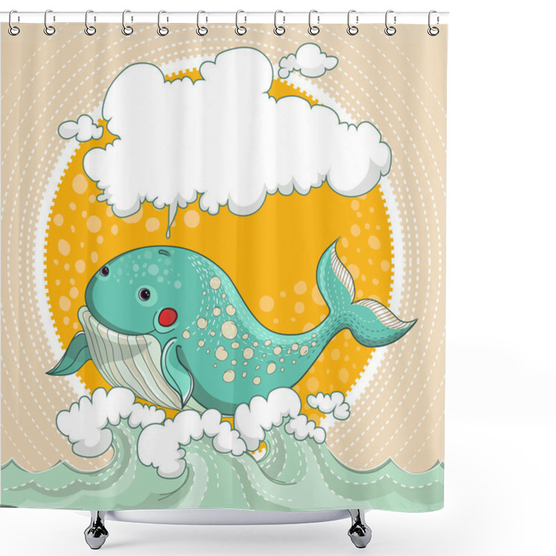 Personality  Cartoon Smiling Whale Shower Curtains