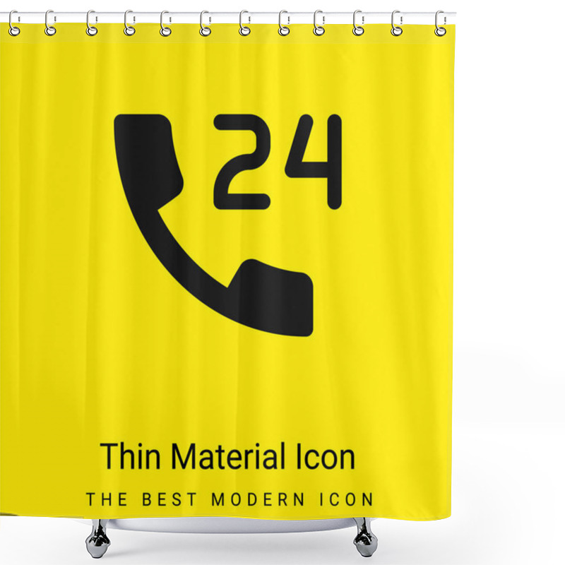 Personality  24 Hours Minimal Bright Yellow Material Icon Shower Curtains